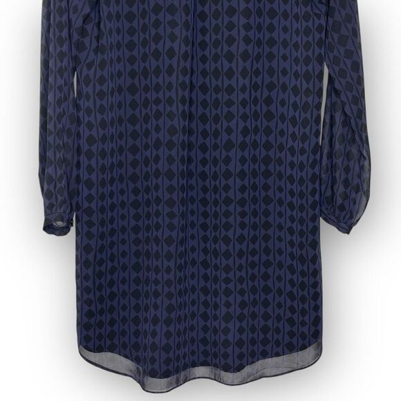 CAbi Style 3102 Harlequin Blue Black Diamond Shift Tunic Shirt Dress Size Small - Picture 7 of 10